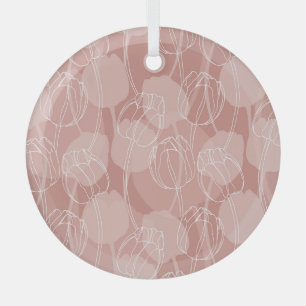 Adorno De Cristal Fondo rosa de los tulipanes blancos vintage