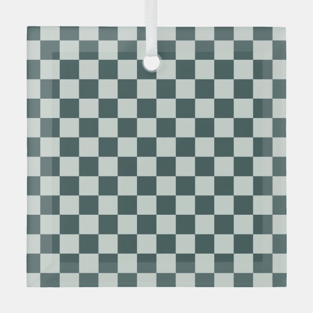 Adorno De Cristal Forest green moss checkerboard pattern (Anverso)