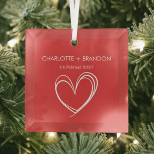 Adorno De Cristal Forma de corazón rojo Personaliza el nombre y la f