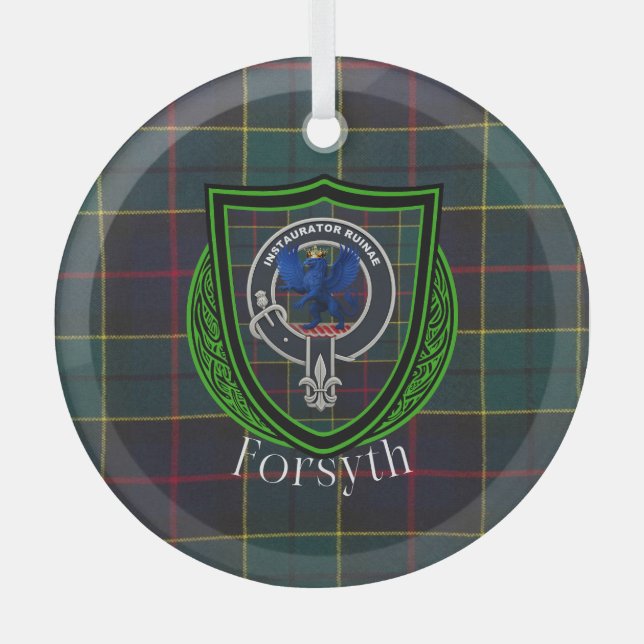 Adorno De Cristal Forsyth Scottish Clan Tartan & Crest (Anverso)