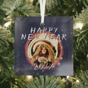 Adorno De Cristal Foto abstracta moderna Feliz Año Nuevo 2023