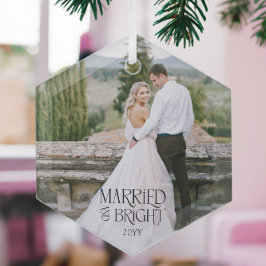 Adorno De Cristal Foto de Boda Minimalista moderno casado y brillant