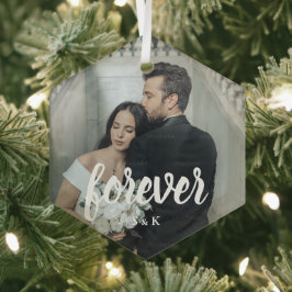 Adorno De Cristal Foto de boda personalizada de San Valentín