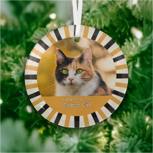 Adorno De Cristal Foto de gato calico personalizada