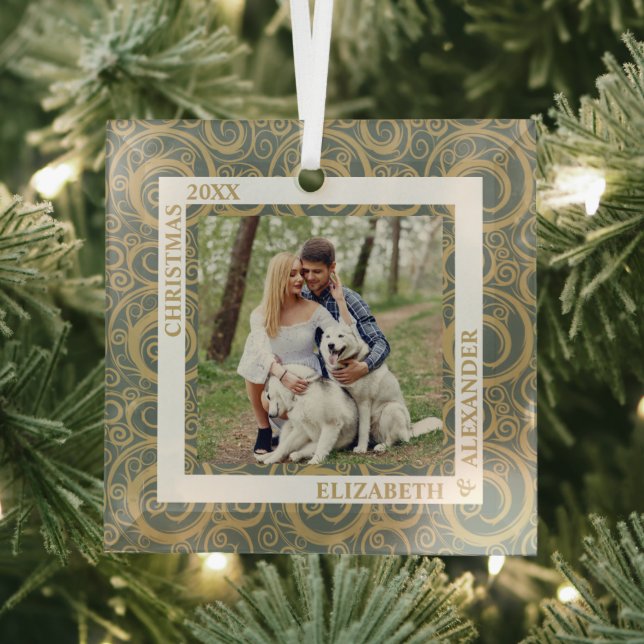 Adorno De Cristal Foto de Gold Swirls (in situ)