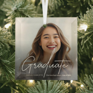 Adorno De Cristal Foto de graduación de caligrafía de escritura mode