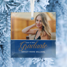 Foto de graduado en oro azul Chic Navidad graduaci