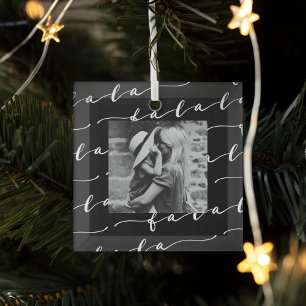 Adorno De Cristal Foto de los Navidades de caligrafía blanca y negr
