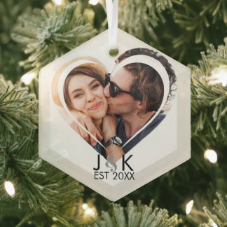 Adorno De Cristal Foto de pareja de enamorados novia novio con coraz