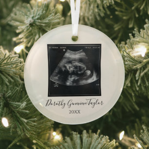 Adorno De Cristal Foto de ultrasonido de la primera Navidad del bebé