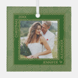 Adorno De Cristal Foto dorada y verde