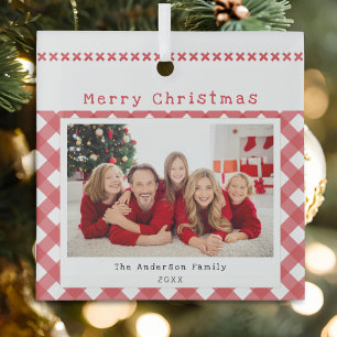 Adorno De Cristal Foto Familiar de Navidad Personalizada con Cuadros