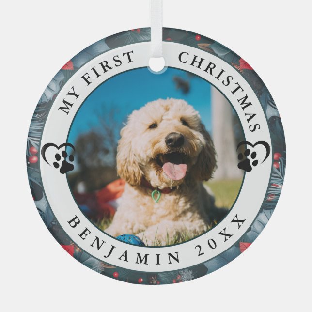 Adorno De Cristal Foto mascota Mi primera Navidad (Anverso)