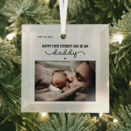 Adorno De Cristal Foto Minimalista del Día del Primer Padre del pers