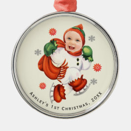 Adorno De Cristal Foto personalizada de Baby Face Chubby Santa