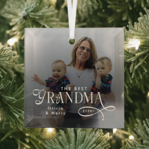 Adorno De Cristal Foto Personalizada de la Mejor Abuela Moderna