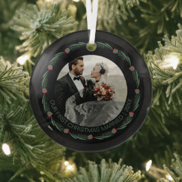 Adorno De Cristal Foto personalizada de los primeros Navidades casad