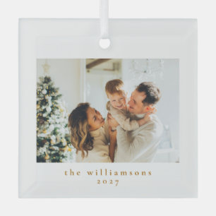 Adorno De Cristal Foto personalizada de Navidad Minimalista Simple F