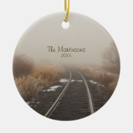 Adorno De Cristal Foto personalizada de Rustic Rural Railroad Track