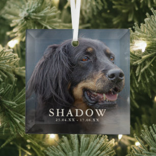 Adorno De Cristal Foto personalizada Tributo Memorial Perro Navidad