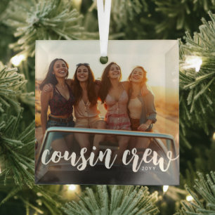 Adorno De Cristal Foto personalizada y tripulación de primos del año
