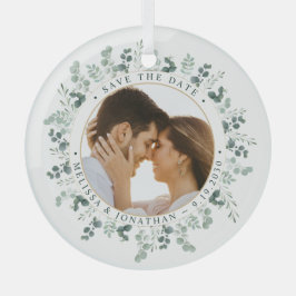 Adorno De Cristal Foto personalizado Eucalyptus Wedding Save The Dat