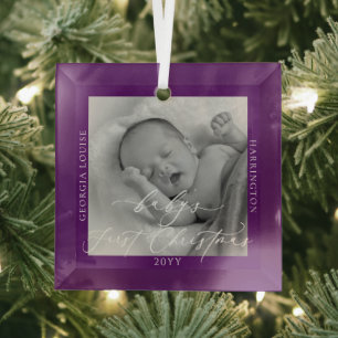 Adorno De Cristal Foto personalizado y nombre la primera Navidad del