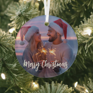 Adorno De Cristal Foto y Texto Personalizados Navidad 2025 Personali