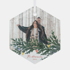 Adorno De Cristal Fotografía de Luces y Verdor de los navidades