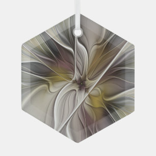 Adorno De Cristal Fractal floral, flor de fantasía con colores de la