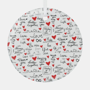Adorno De Cristal Frases de amor, corazones de garabatos, patrones d