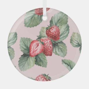 Adorno De Cristal Fresas maduras para el verano: rosa acuarela
