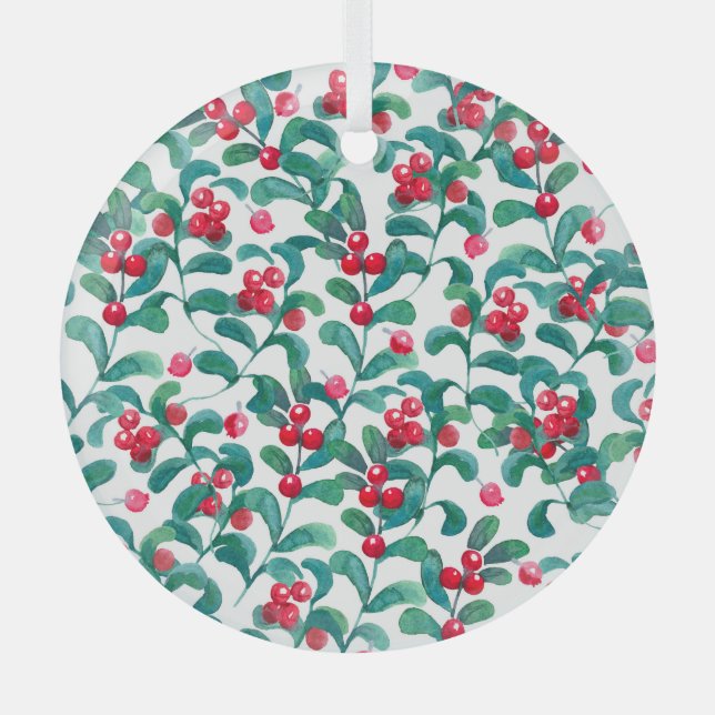 Adorno De Cristal Fresas silvestres acuáticas, patrón sin costuras. (Anverso)