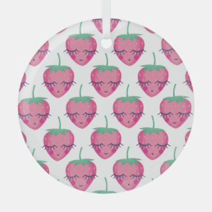 Adorno De Cristal Fresas sonrientes para dormir, lindo patrón.