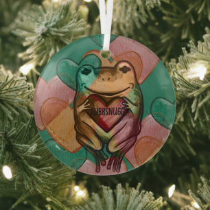 Adorno De Cristal Frog Love diseños de corazones lindos Me encantan 