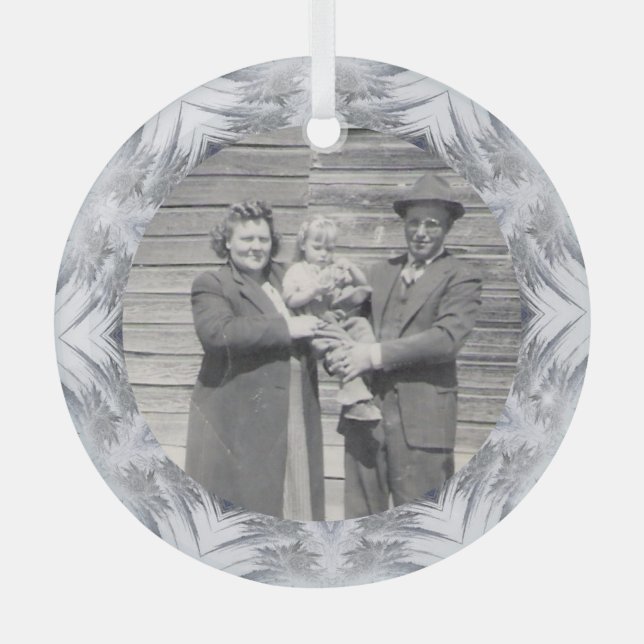 Adorno De Cristal Frontera de copas de nieve Kaleidoscope Foto famil (Anverso)