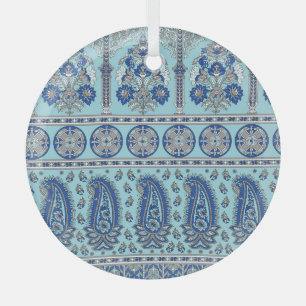 Adorno De Cristal Frontera Paisley Asiática: Diseño Tradicional.