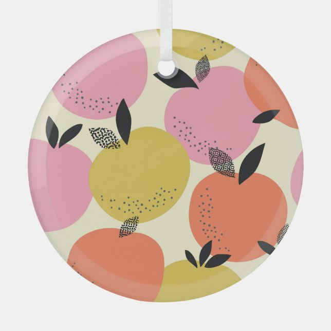 Adorno De Cristal Fruta naranja, Patrón De Verano Sin Marea. (Anverso)