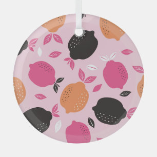 Adorno De Cristal Frutas cítricas, patrón textil vintage.
