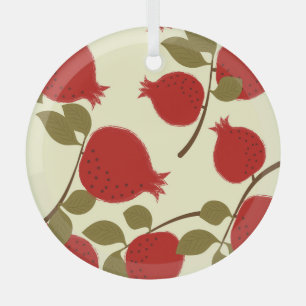 Adorno De Cristal Frutas granadas: fondo amarillo Personalizado