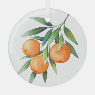 Adorno De Cristal Frutas Naranjas acuáticas: Ramas aisladas.
