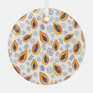 Adorno De Cristal Fruto de la papaya: acuarela abstracta.