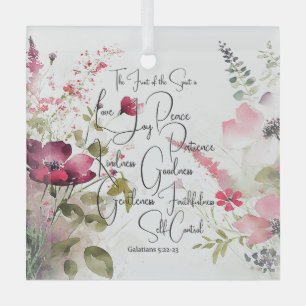 Adorno De Cristal Fruto del Espíritu floral rosa