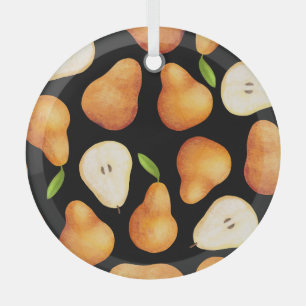 Adorno De Cristal Frutos dibujados a mano, un patrón realista y sin 