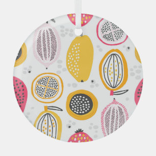 Adorno De Cristal Frutos exóticos dibujados a mano: Verano de época