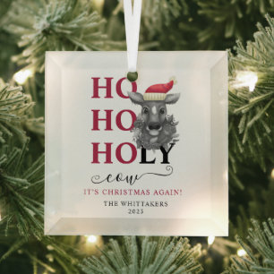 Adorno De Cristal Funny Holy Cow Navidades