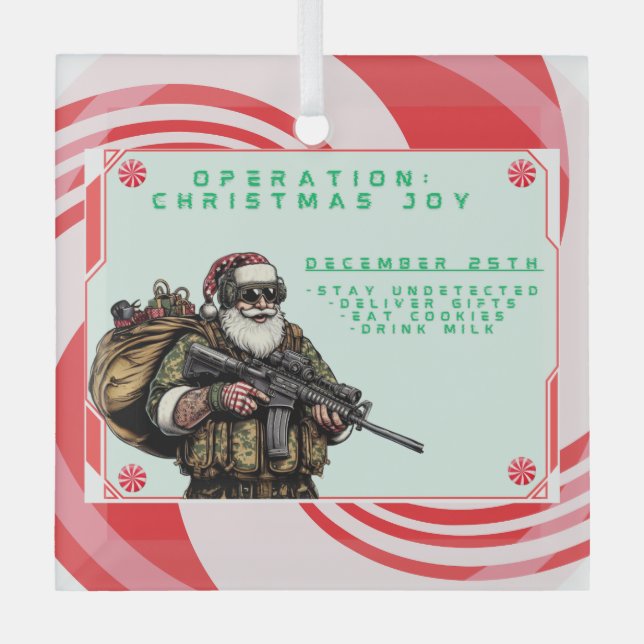 Adorno De Cristal Funny Military/Navidades Santa (Anverso)
