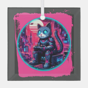 Adorno De Cristal Futurista Feline Tech