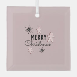 Adorno De Cristal Galleta de jengibre rosa navideña feliz