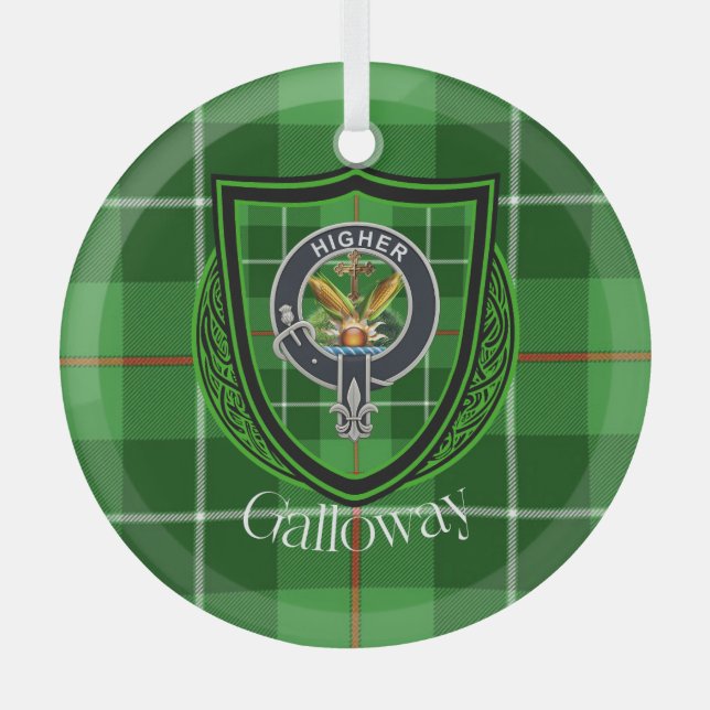Adorno De Cristal Galloway Scottish Clan Tartan & Crest (Anverso)